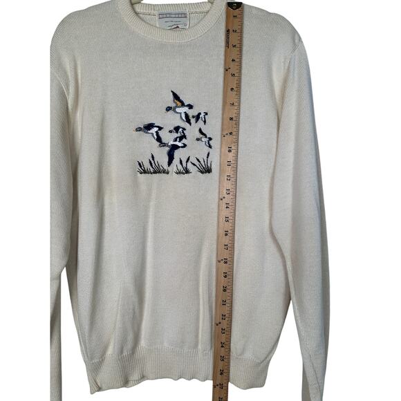 Vintage Lord Jeff Womens L Embroidered Duck Hunting Sweater 100% Cotton Cream - Picture 5 of 5